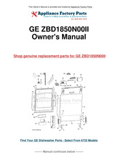 GE ZBD1850 Series Installation Instructions Manual
