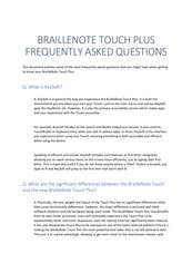 Humanware BrailleNote Touch Plus Frequently Asked Questions Manual