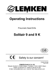 LEMKEN Solitair 9 Operating Instructions Manual