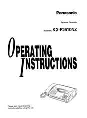Panasonic KX-F2510NZ Operating Instructions Manual