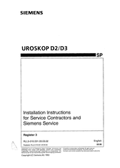 Siemens UROSKOP D3 Installation Instructions Manual