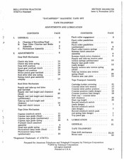 Bell System DATASPEED Adjustments And Lubrication