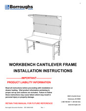 Borroughs WORKBENCH CANTILEVER FRAME Installation Instructions Manual