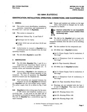 Bell System RAPIDIAL KS-16844 Identification, Installation, Operation, Connections, And Maintenance