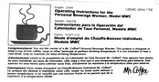 Mr. Coffee MWC Operating Instructions Manual