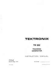 Tektronix TR 502 Instruction Manual