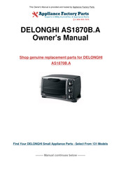 DeLonghi AS1870B.A Instructions For Use Manual