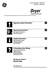 GE DDSR475GT Owner's Manual