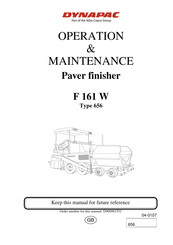 Dynapac F 161 W Operation & Maintenance Manual