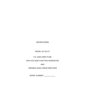 Avtech AV-151J-C Instructions Manual