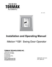 Tormax iMotion 1301 Installation And Operating Manual