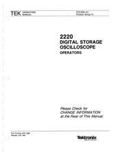 Tektronix 2220 Operator's Manual