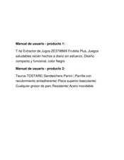 T-Fal Frutelia Plus ZE3708MX Manual