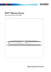Studer D19 MasterSync Operating Instructions Manual