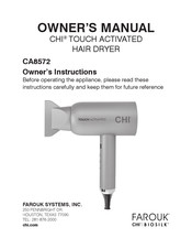 Farouk CHI TOUCH ACTIVATED CA8572 Owner's Manual