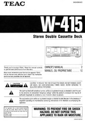 Teac W-416 Owner's Manual