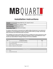 Mb Quart MB QUART MBQRP-R116 Installation Instructions