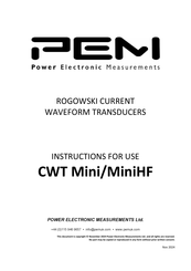 PEM CWT Mini Instructions For Use Manual