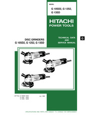 Hitachi G 12SD2 Technical Data And Service Manual
