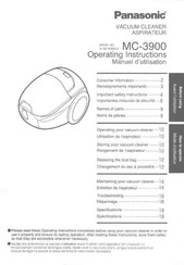 Panasonic MC3900 - CANISTER VACCUM Operating Instructions Manual