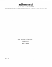 Audio Research SP15 Owner's Manual