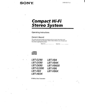 Sony LBT-G3300 - Compact Hifi Stereo System Operating Instructions Manual