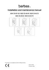 barbas BOX 40-40-70 Installation And Maintenance Manual