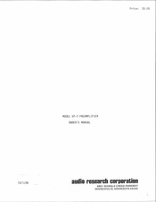 Audio Research SP-7 Owner's Manual