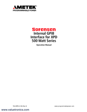 Ametek Sorensen XPD Series Operation Manual