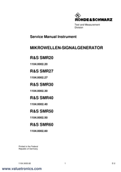 Rohde & Schwarz R&S SMR20 Service Manual
