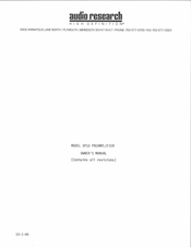 Audio Research SP10 Owner's Manual