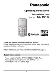 Panasonic KX-TU110 Operating Instructions Manual