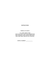 Avtech AV-153A-B Instructions Manual