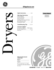 GE DWXR485EB1CC Owner's Manual