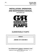 GORMAN-RUPP PUMPS JS6A60-E13 460/3 Installation, Operation, And Maintenance Manual With Parts List