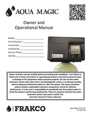 Frakco Aqua Magic 2510 SXT Owner And Operational Manual