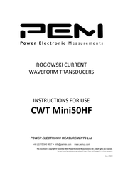 PEM CWT Mini50HF Instructions For Use Manual