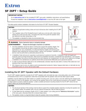 Extron electronics SF 26PT Setup Manual