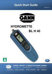 GANN Hydromette BL H 40 Quick Start Manual