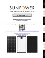 Maxeon SunPower SPR-MAX6-440-E4-AC Safety And Installation Instructions Manual