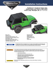 MasterTop SkyMaster 157013XX Installation Instructions Manual