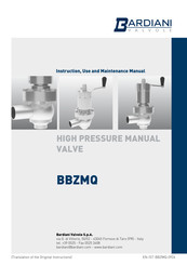 Bardiani Valvole BBZMQ Series Instruction, Use And Maintenance Manual