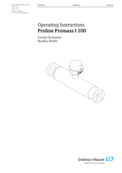 Endress+Hauser Proline Promass I 100 Operating Instructions Manual