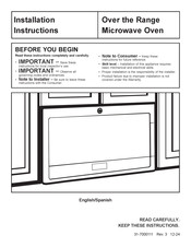 Cafe Profile PVM9005SJSS Installation Instructions Manual