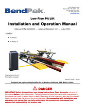 BendPak P-9000LTF Installation And Operation Manual