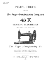 Singer 48K Instructions For Using Manual