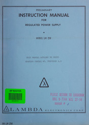 Lambda Electronics LM 238 Instruction Manual