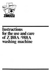 Zanussi Z188A Instructions For The Use And Care