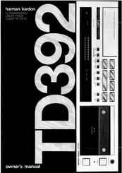 Harman Kardon TD392 Owner's Manual