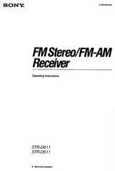Sony STR-D511 Operating Instructions Manual